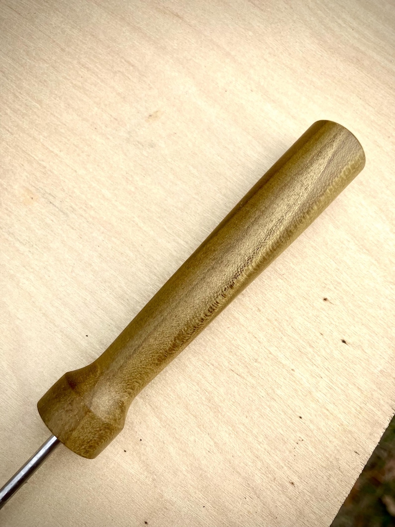 Handmade Exotic Wood Potholder Loom Hook - Stainless Steel, Texas Crafted G- Poplar (dark)