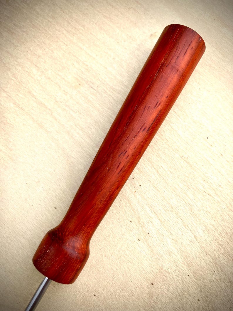 Handmade Exotic Wood Potholder Loom Hook - Stainless Steel, Texas Crafted D- African Padauk
