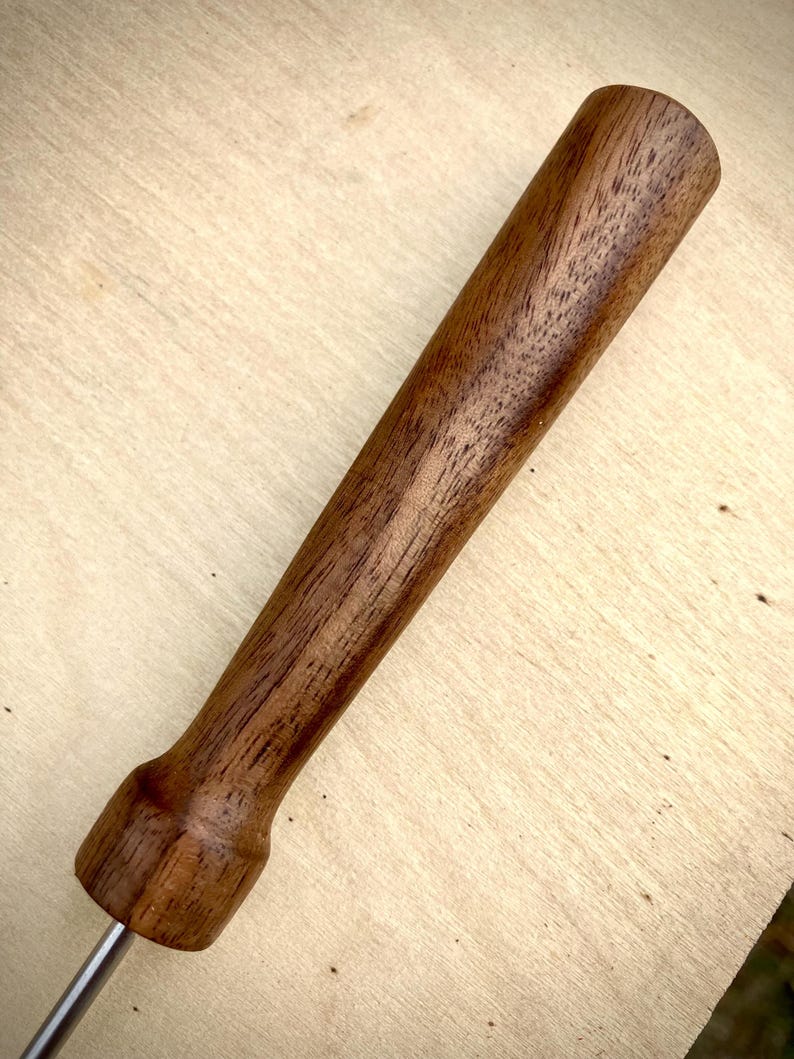 Handmade Exotic Wood Potholder Loom Hook - Stainless Steel, Texas Crafted E- Black Walnut