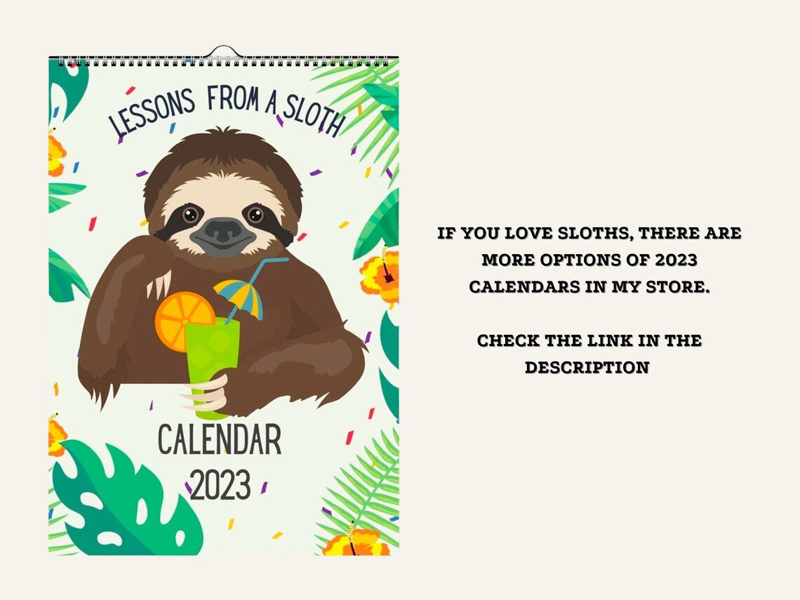 printable-sloth-coffee-quotes-calendar-2023-letter-size-etsy