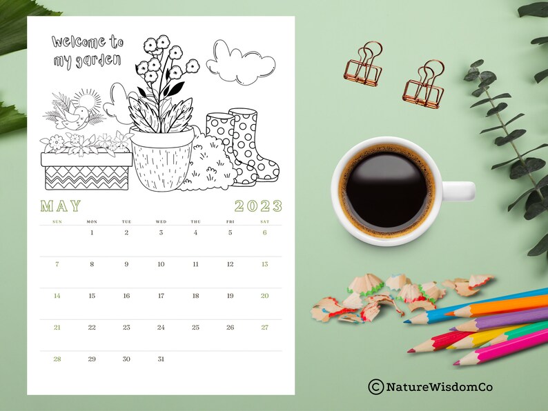 Printable Coloring Calendar 2023 Crazy Plant Lady Quotes Etsy
