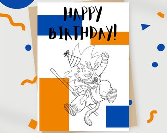 DBZ Birthday Card, DBZ card, dbz cards