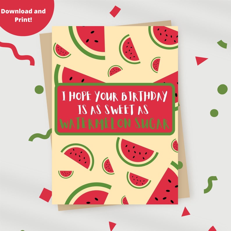 Watermelon Sugar Card, Watermelon Sugar, Watermelon Sugar High, Watermelon Sugar Birthday Etsy