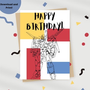 Biglietto di compleanno Gundam, Biglietto Gundam, Stampa Gundam, Compleanno Gundam, Carte Gundam, Gundam Merch