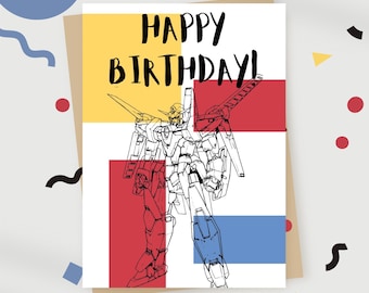 Gundam Birthday Card, Gundam Card, Gundam Print, Gundam Birthday, Gundam Cards, Gundam Merch