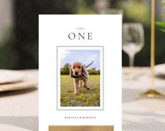 Modern Table Numbers Printable, Simple Table Numbers, Minimalist Wedding Dog Table Number Template Canva, Aesthetic Editable Table Numbers