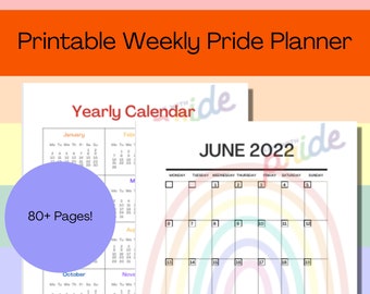 Printable Pride Planner - Pride Month 2022 - LGBTQ+ Pride - Pride Month Planner - LGBT Pride - Gay Pride - June-December 2022