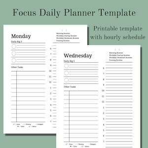 Daily Focus Planner Template | Printable Daily Focus Planner | Daily Planner Template | Printable Planner Insert