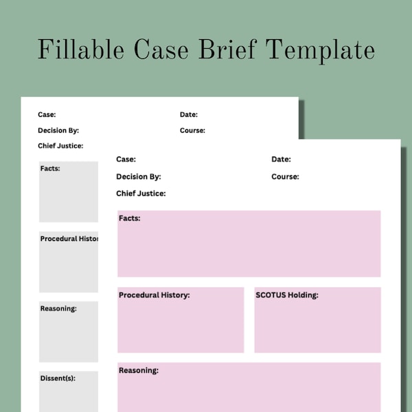 Case Brief Template Etsy
