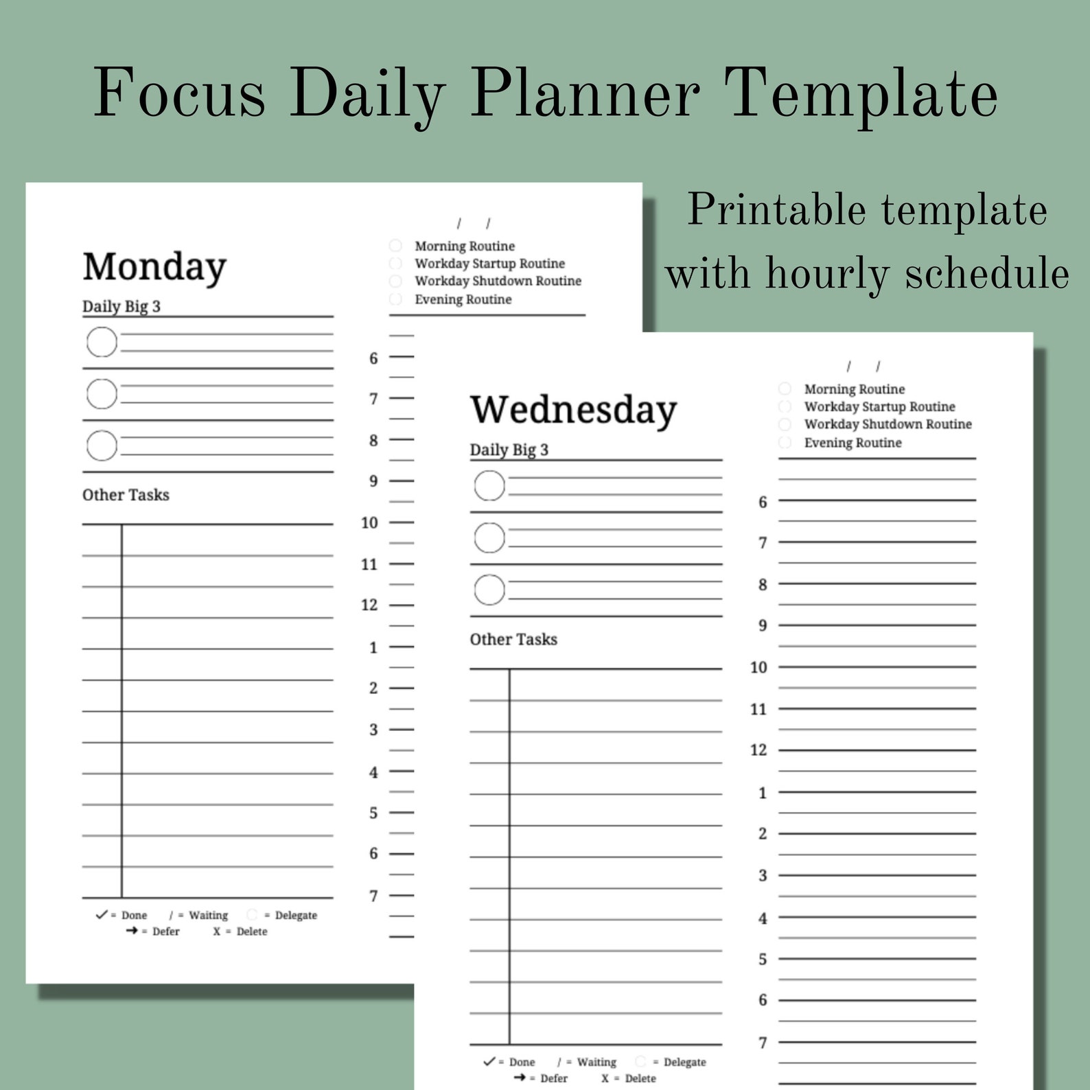 Daily Focus Planner Template | Printable Daily Focus Planner | Daily Planner Template ...
