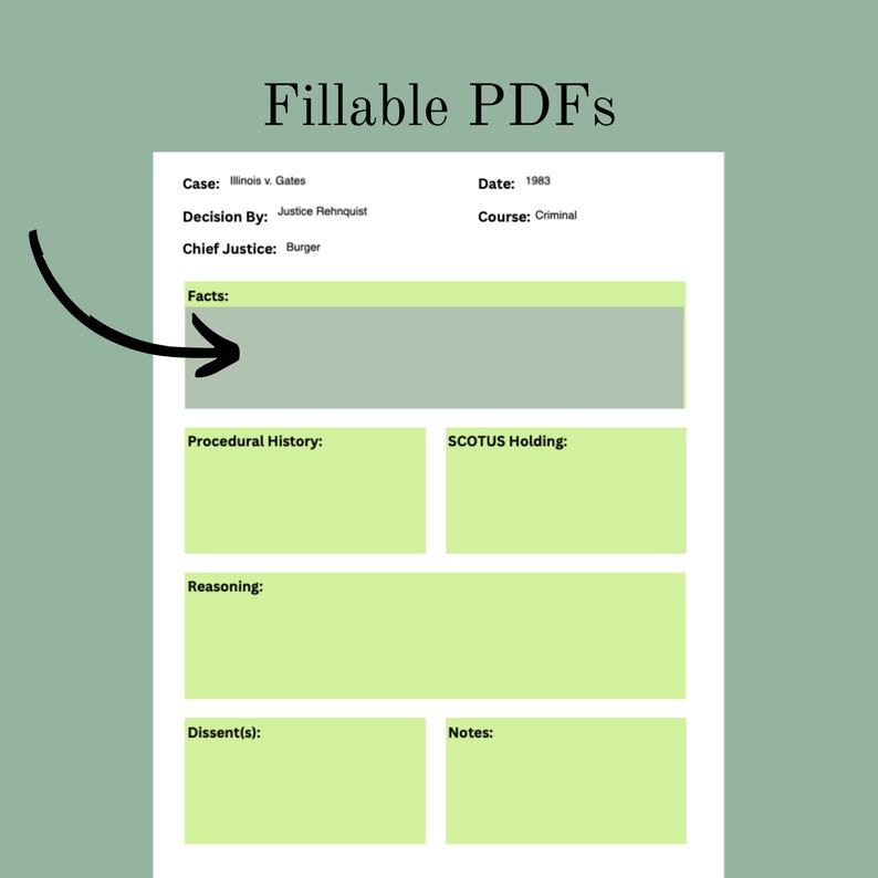 Law School Case Brief Template | Fillable Case Brief | Law School Note ...