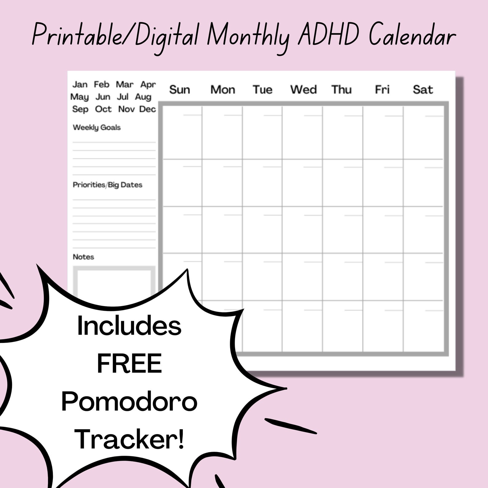 ADHD Calendar Digital ADHD Calendar Printable ADHD Planner Etsy Canada ADHD Calendar Digital ADHD Calendar Printable ADHD Planner Etsy Canada