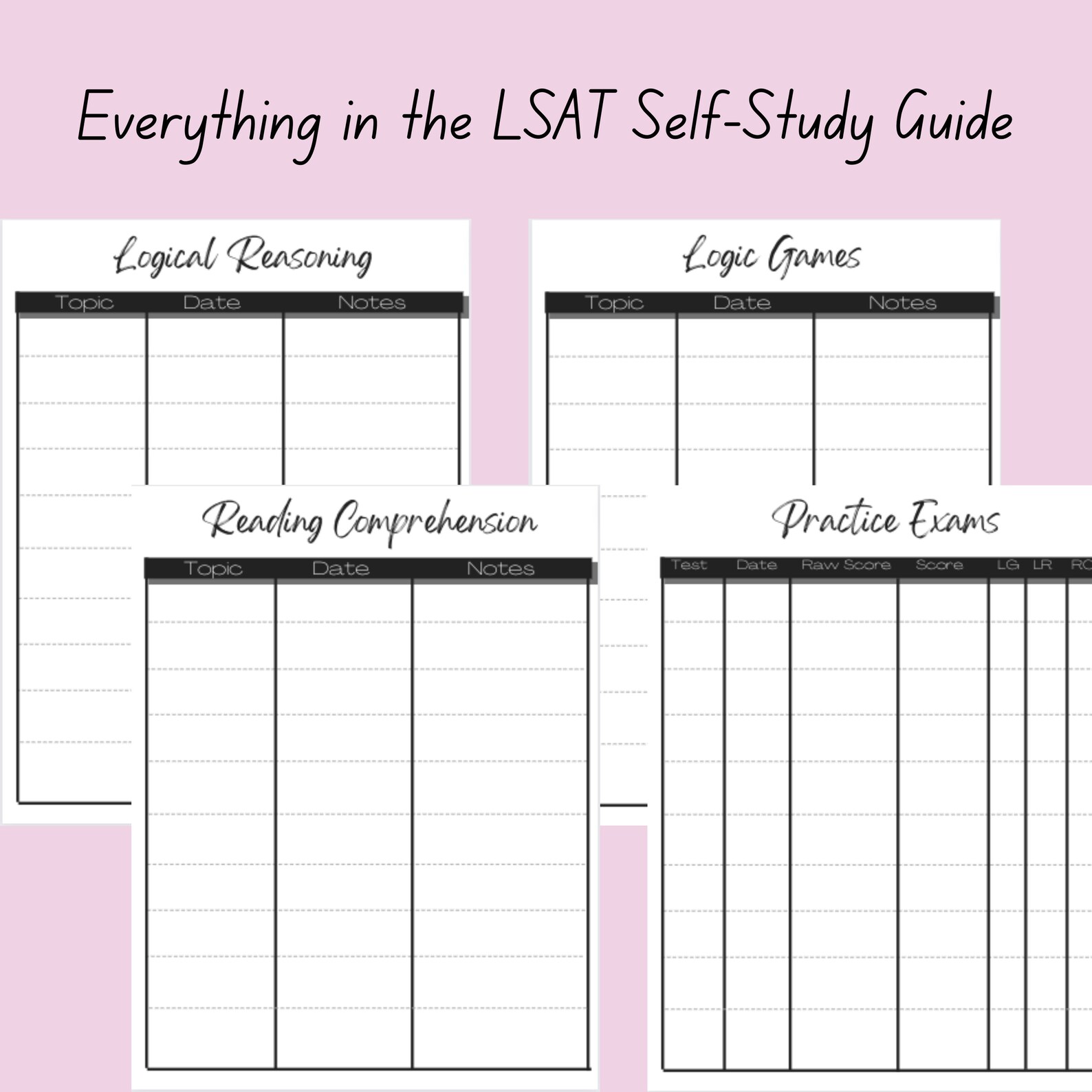 Law School Planner and LSAT Study Guide Bundle LSAT Study Tracker