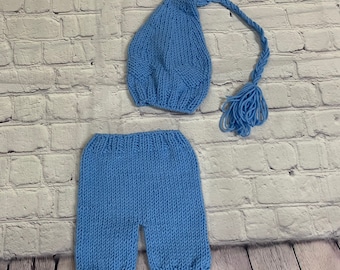 Tiny  Baby Boy  Blue Crochet Outfit