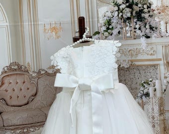White Tutu Dress | Baby Girl Formal, 1st Birthday