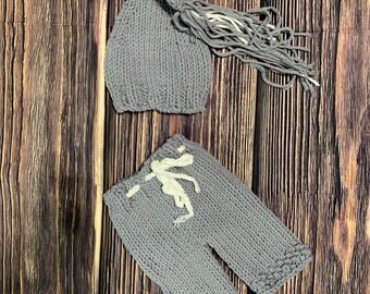 Tiny  Baby Boy  Gray Crochet Outfit