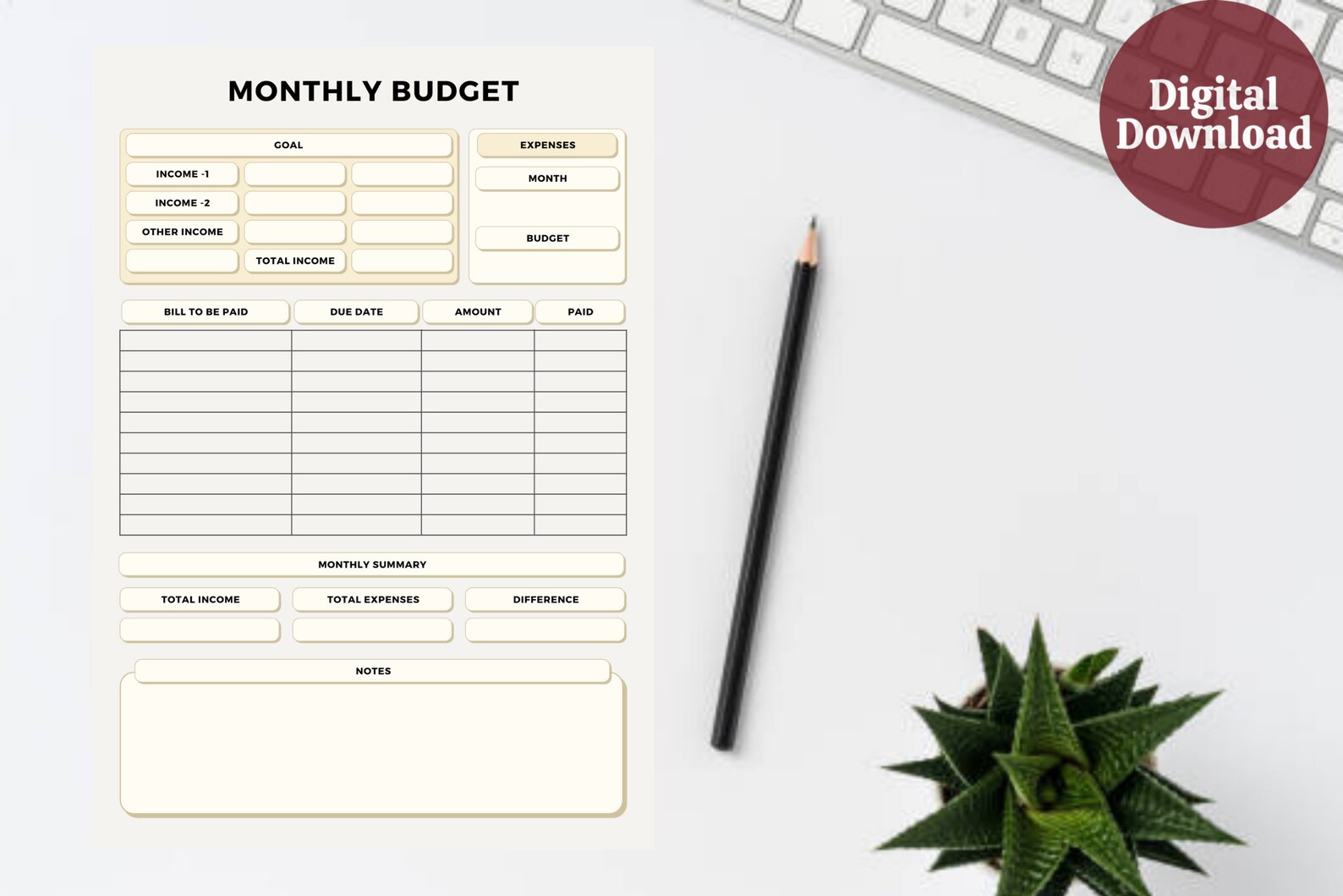 Monthly Budget Planner Budget Template Finance Planner Etsy