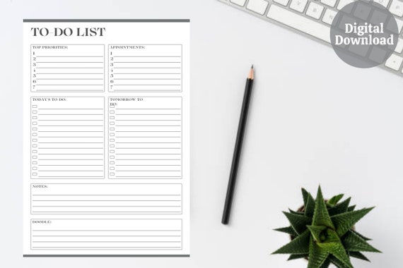 Printable to Do List Instant Download Print at Home Planner - Etsy