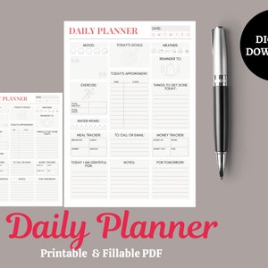 Daily Planner, Hourly Daily Planner, Day Planner Printable, Productivity Planner, Daily Schedule, Daily To Do List, Printable Planner