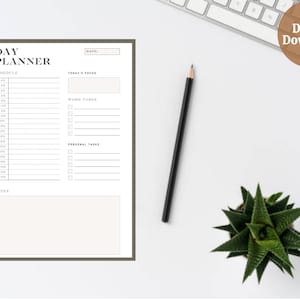 Daily Planner Printable, Hourly Daily Planner, Day Planner, Productivity Planner, Daily Schedule, Daily To Do List, Printable Planner