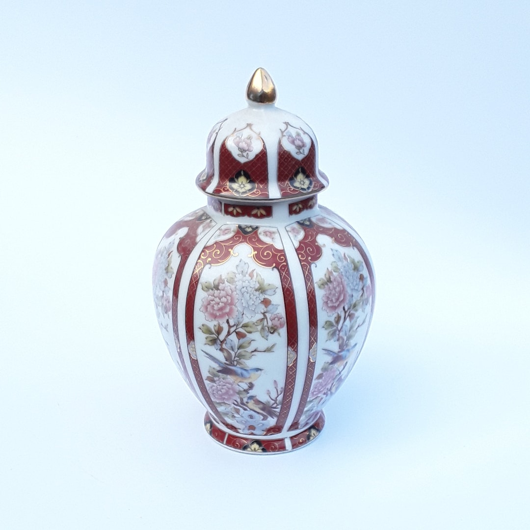 Vintage Japanese Eiwa Kinsei Ornamental Floral With Bird Vase With Lid 20 C. Etsy