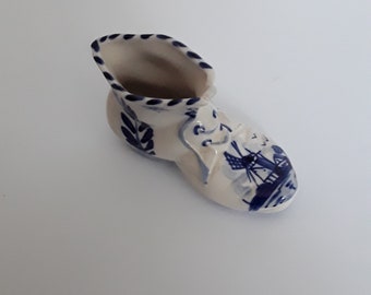 Antique vintage DELFT BLUE hand painted ceramic shoe HOLLAND