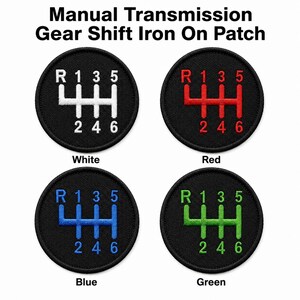 Manual Transmission Gear Shift Patch, 2.75 Inch Iron-On Embroidered Car Patch