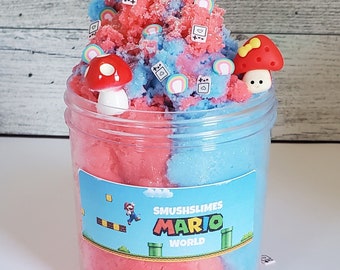 Super Mario inspired slime, Cloud slime, Red and Blue slime, Scented Slime, 4oz slime, 6oz slime