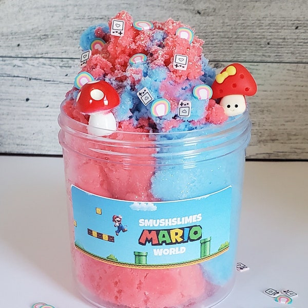 Super Mario inspired slime, Cloud slime, Red and Blue slime, Scented Slime, 4oz slime, 6oz slime