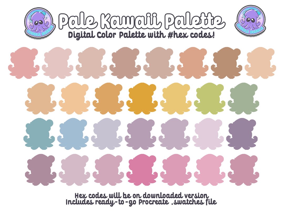 Pale Kawaii Digital Palette Kawaii Palette Dull Pastel Etsy