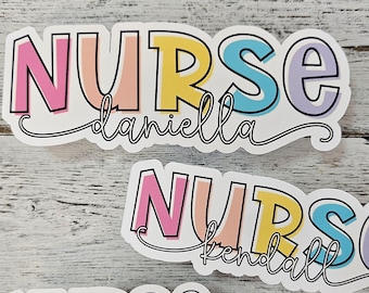 Personalized Nurse Sticker, Nurse Name Sticker, Journal Laptop Sticker, Nurse Gift, Nurse Appreciation - FAST SHIP