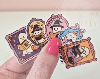 Ghost Coquette Stamp Book Sticker Fall Halloween sticker, Bookish sticker, Kindle Sticker, Book Sticker, Waterproof - FAST SHIP