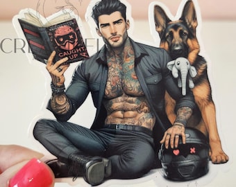 Hot Mafia Man Book Reading Sticker, Bookish sticker, Kindle Sticker, Book Sticker, Cellphone Sticker, Waterproof - FAST SHIP