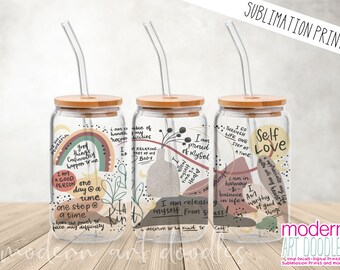 Sublimation Print - Affirmation Daily Thoughts V2 - Fits Libbey Glass 12oz, 16oz, 20oz Print - Ready to Ship!