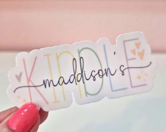 Personalized Hand Drawn Name Kindle Sticker, Custom Letter Bookish Sticker, Cute Ereader Sticker, Bookish, BookTok, Waterproof - FAST SHIP