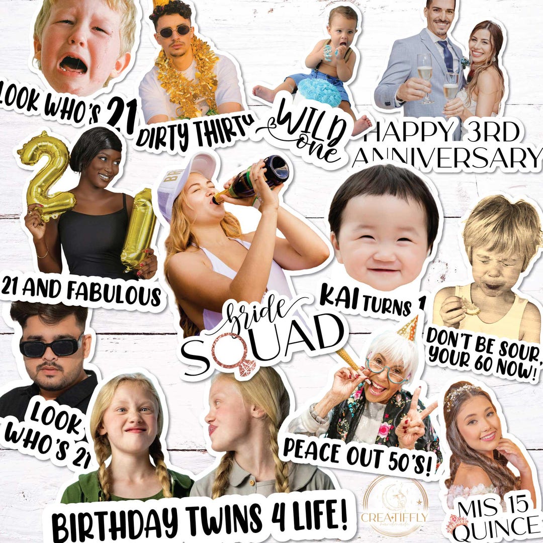 Photo Text Sticker, Family Photo Sticker, Custom Text Picture Sticker ...