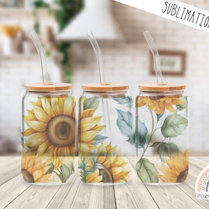 Sublimation Print - Colorful Sunflowers - Libbey Glass 12oz, 16oz, 20oz Print - Ready to Ship!