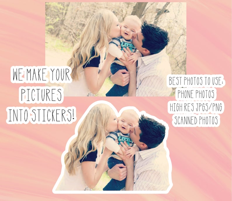Photo Sticker, Family Photo Sticker, Journal Sticker, Custom Picture Sticker, Water Bottle Sticker, Laptop Sticker, Waterproof - FAST SHIP image 6