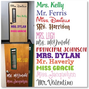 Teachers Name for Door Personalized Vinyl Wall Decal