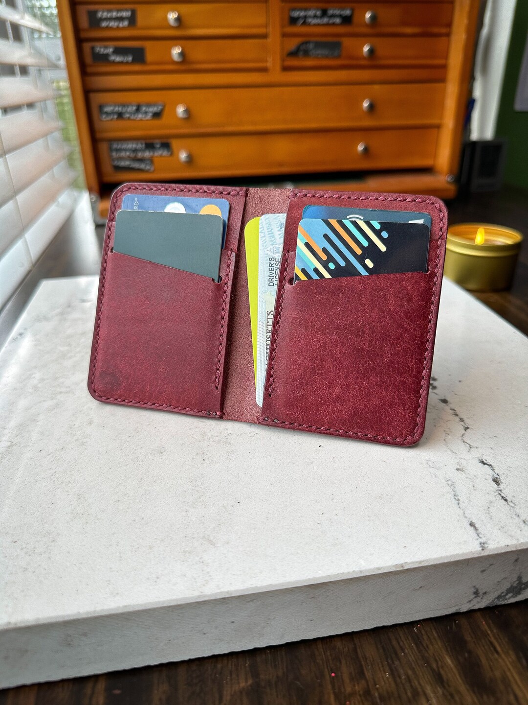 Handmade Leather Bifold Wallet Personalized Leather Card Etsy