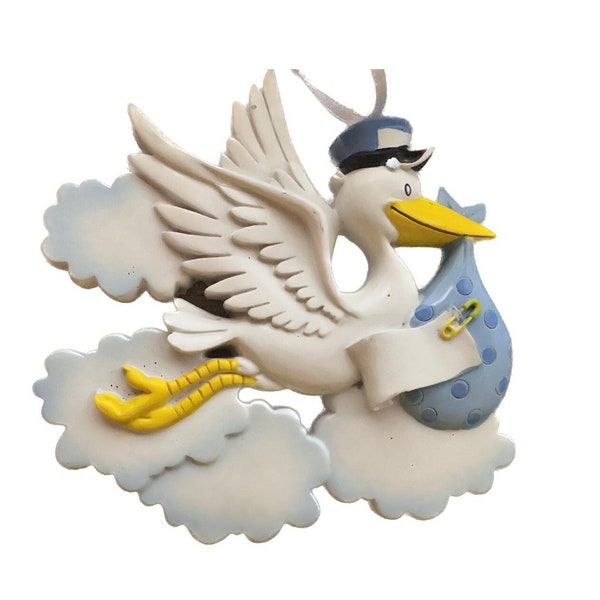 Pelican Bird Mail Blue Personalized Christmas Tree Ornament