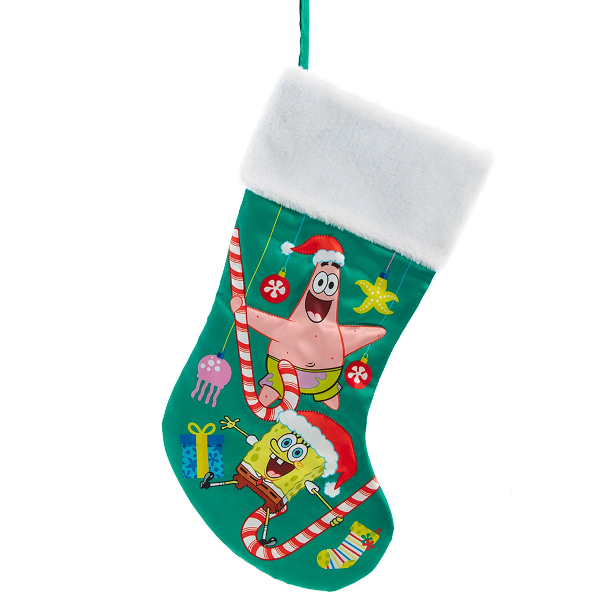 Ruz Spongebob Squarepants 20 Applique Christmas Stocking, Gift Holder for  Stocking Stuffers, Indoor Home Decor and Holiday Decoration, Blue