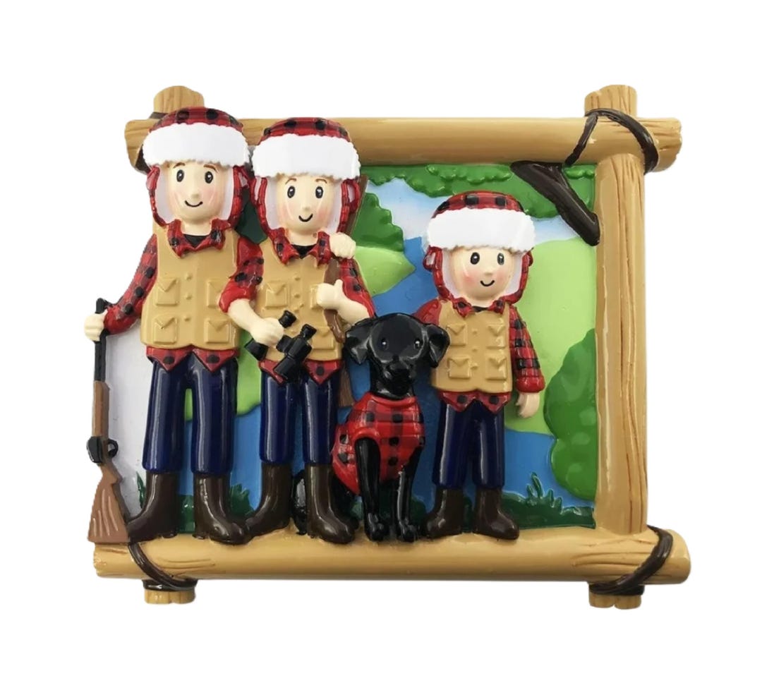 Hunting Family of 3 With Dog Personalized Christmas Ornament - Etsy