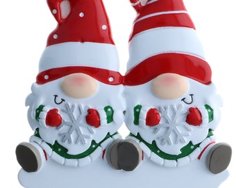 Gnome Family of 2 Couple Personalized Christmas Ornament