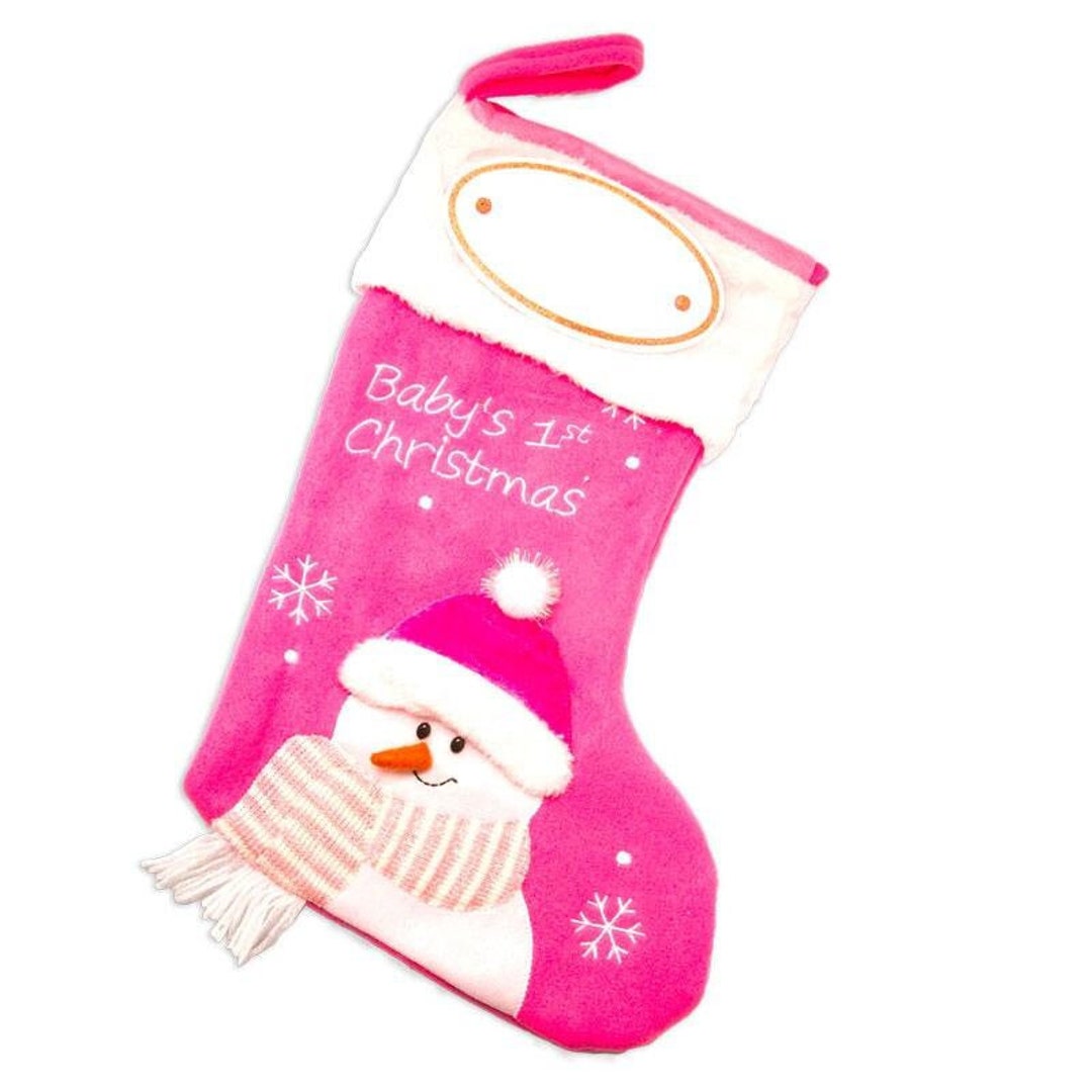 Pink Baby's First Personalized Christmas Stocking - Etsy