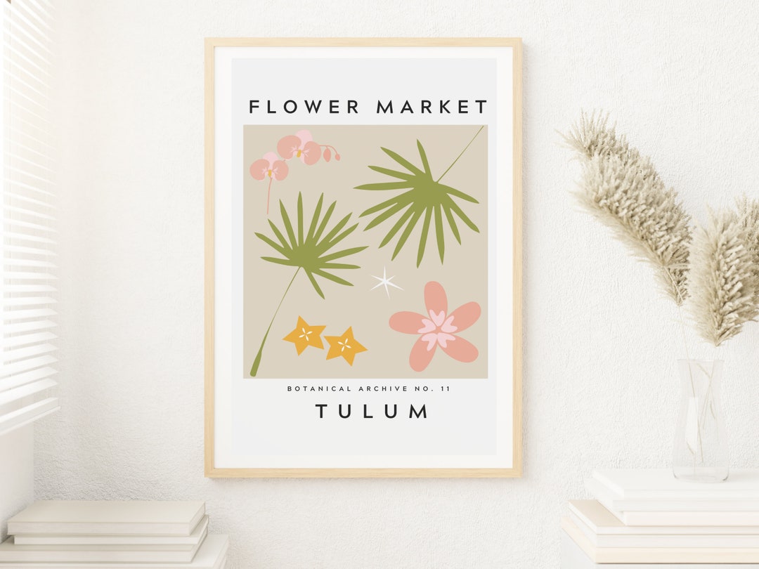 Flower Market Print Botanical Wall Art Floral Drawing - Etsy