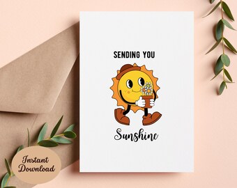 Sending Sunshine Card, Happy Sun Plant, Encouragement (PDF File)