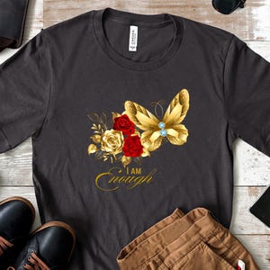 Soy suficiente mariposa clipart motivacional, afirmación diaria, amor propio, cita de confianza, conciencia de salud mental, descarga digital.