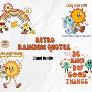 Soyez gentil, faites de bonnes choses, dirigez avec amour, citations motivantes, dicton positif, clipart de style rétro, téléchargement numérique, modèles pour tous les âges.