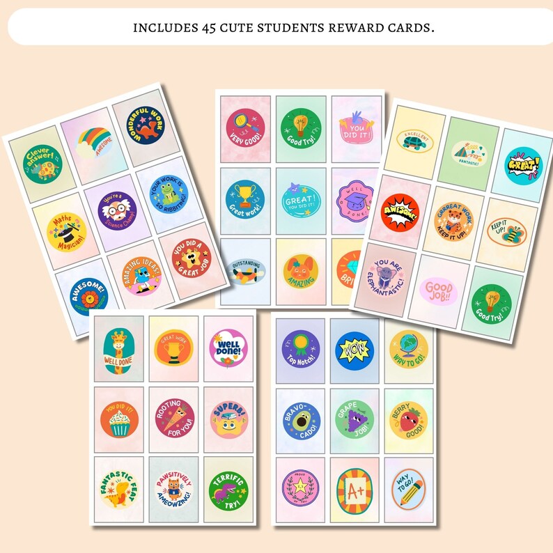 Cute Reward Cards for Students Positive Behavior Student Etsy